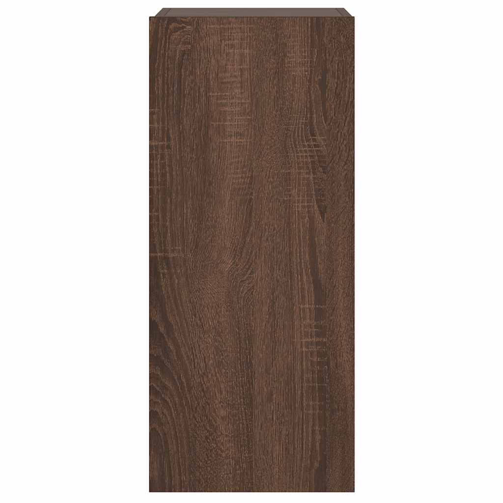 væghængt tv-bord med LED-lys 30,5x35x70 cm brun egetræsfarve