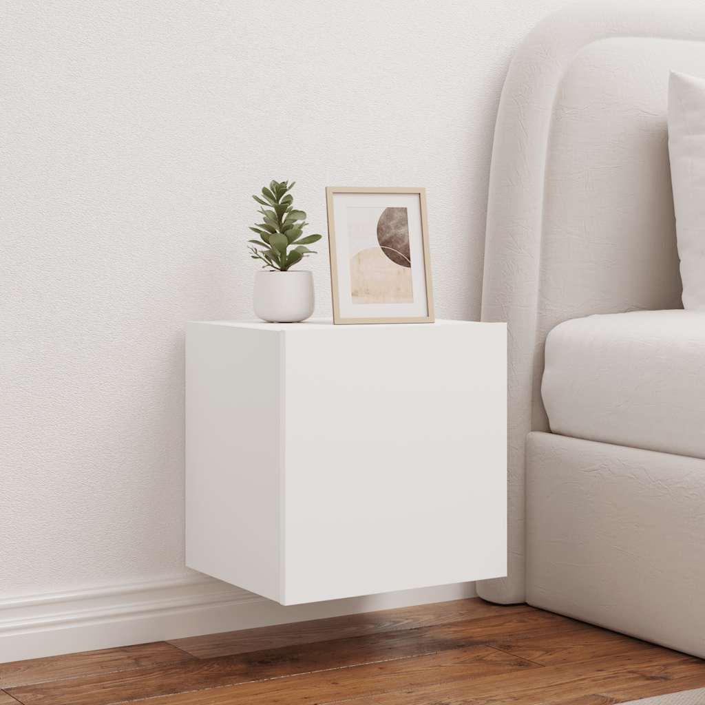 væghængt tv-bord med LED-lys 40,5x35x40 hvid