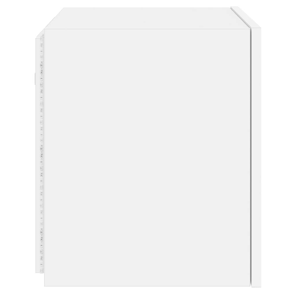 væghængte tv-borde 2 stk. med LED-lys 40,5x35x40 cm hvid