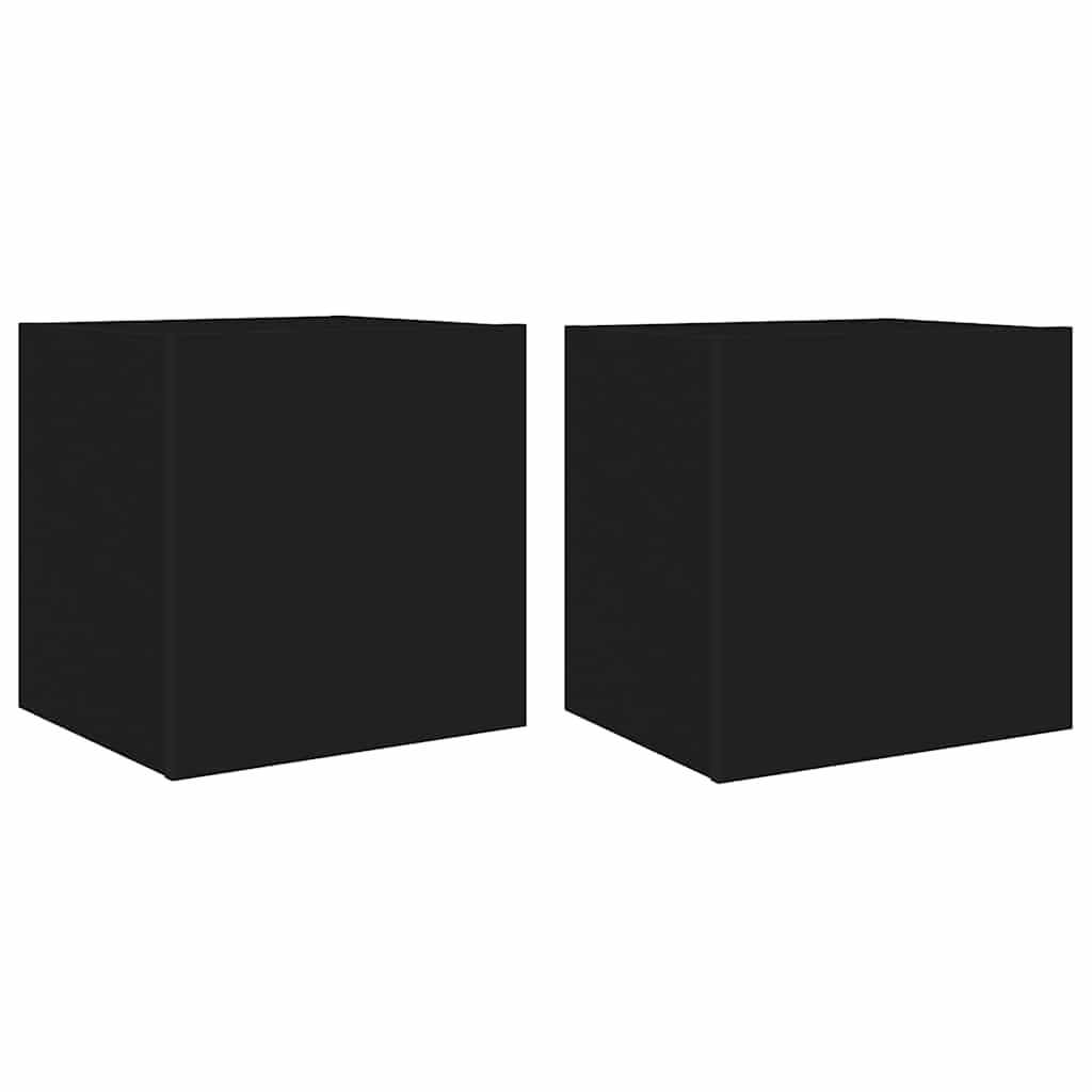 væghængte tv-borde 2 stk. med LED-lys 40,5x35x40 cm sort
