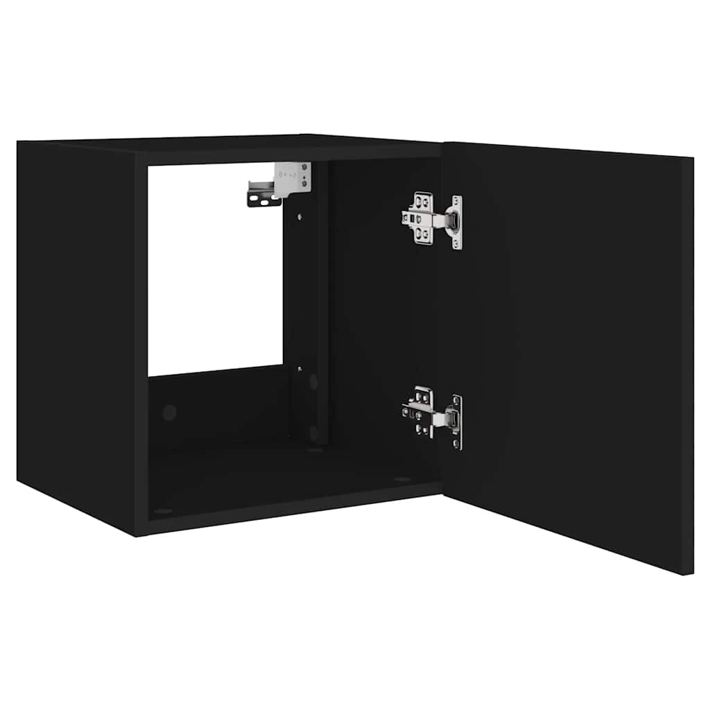 væghængte tv-borde 2 stk. med LED-lys 40,5x35x40 cm sort