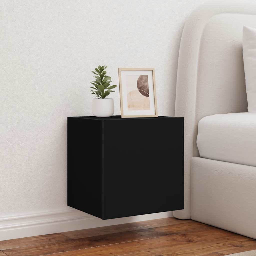 væghængte tv-borde 2 stk. med LED-lys 40,5x35x40 cm sort