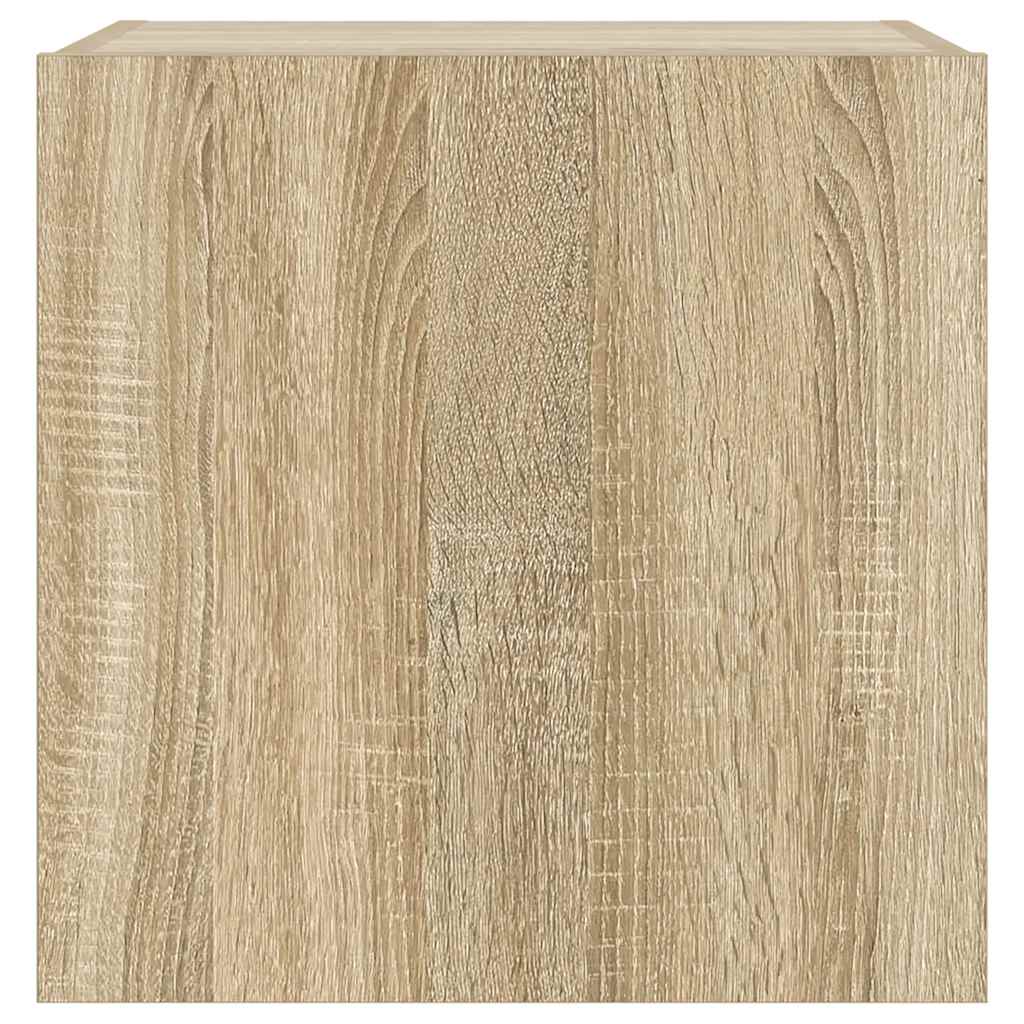 væghængt tv-bord med LED-lys 40,5x35x40 cm sonoma-eg