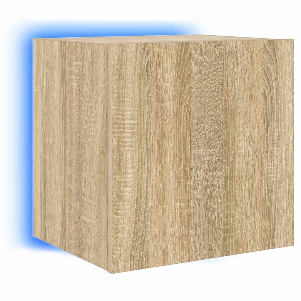 væghængte tv-borde 2 stk. med LED-lys 40,5x35x40 cm sonoma-eg