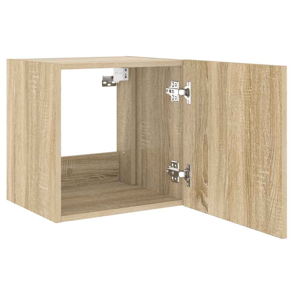 væghængte tv-borde 2 stk. med LED-lys 40,5x35x40 cm sonoma-eg