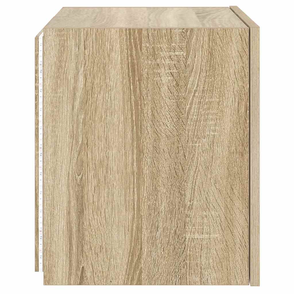 væghængte tv-borde 2 stk. med LED-lys 40,5x35x40 cm sonoma-eg