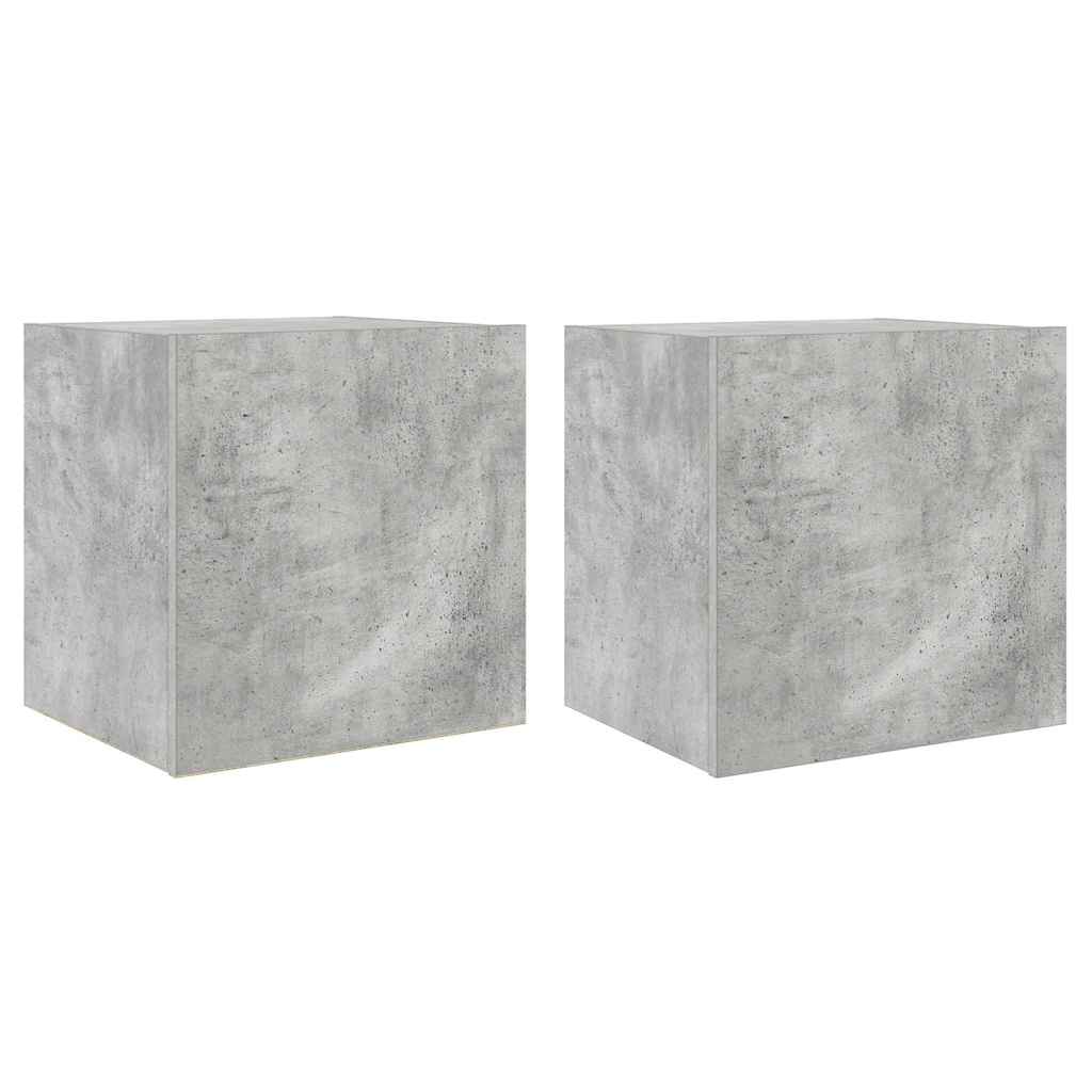væghængte tv-borde 2 stk. med LED-lys 40,5x35x40 cm betongrå