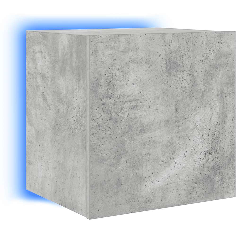 væghængte tv-borde 2 stk. med LED-lys 40,5x35x40 cm betongrå