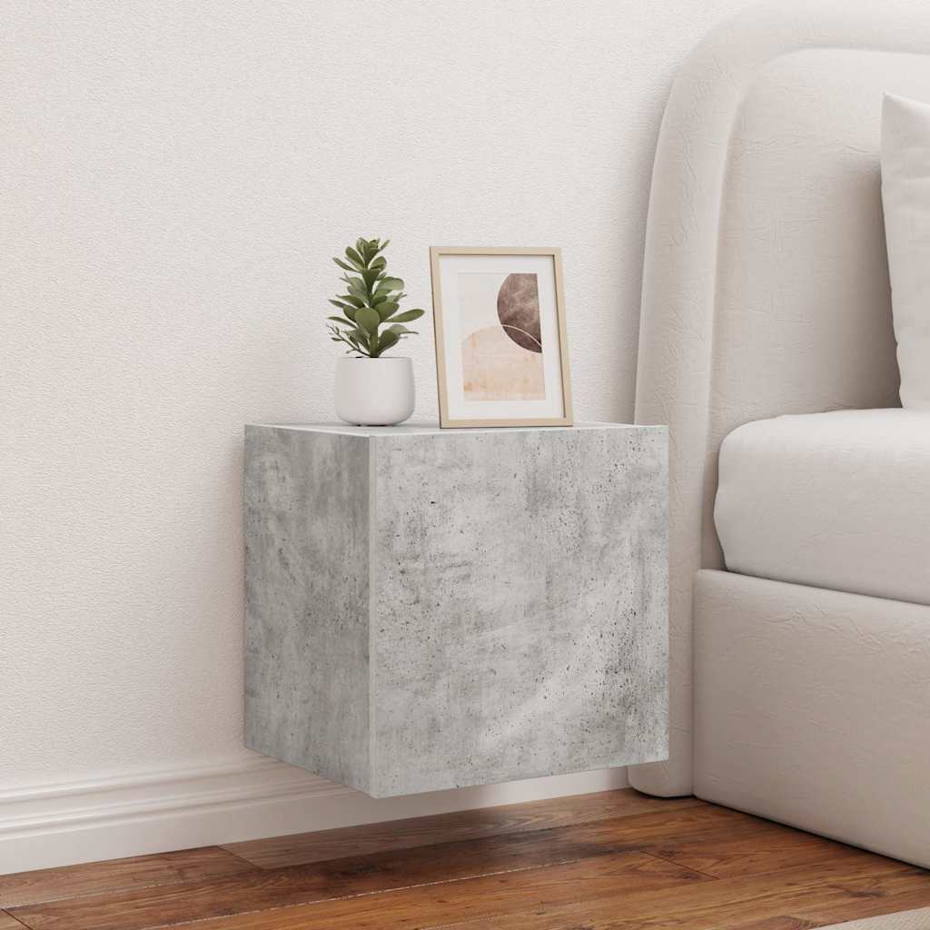 væghængte tv-borde 2 stk. med LED-lys 40,5x35x40 cm betongrå