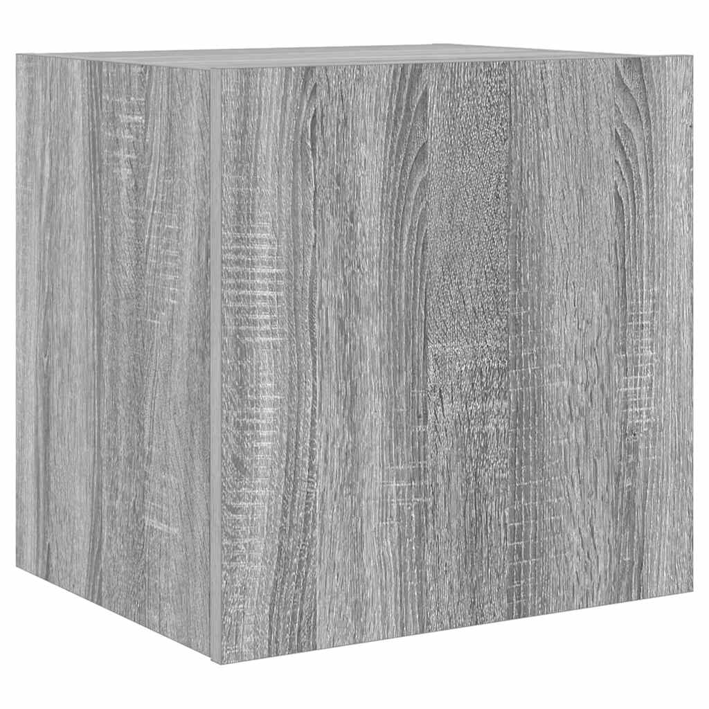 væghængt tv-bord med LED-lys 40,5x35x40 cm grå sonoma-eg