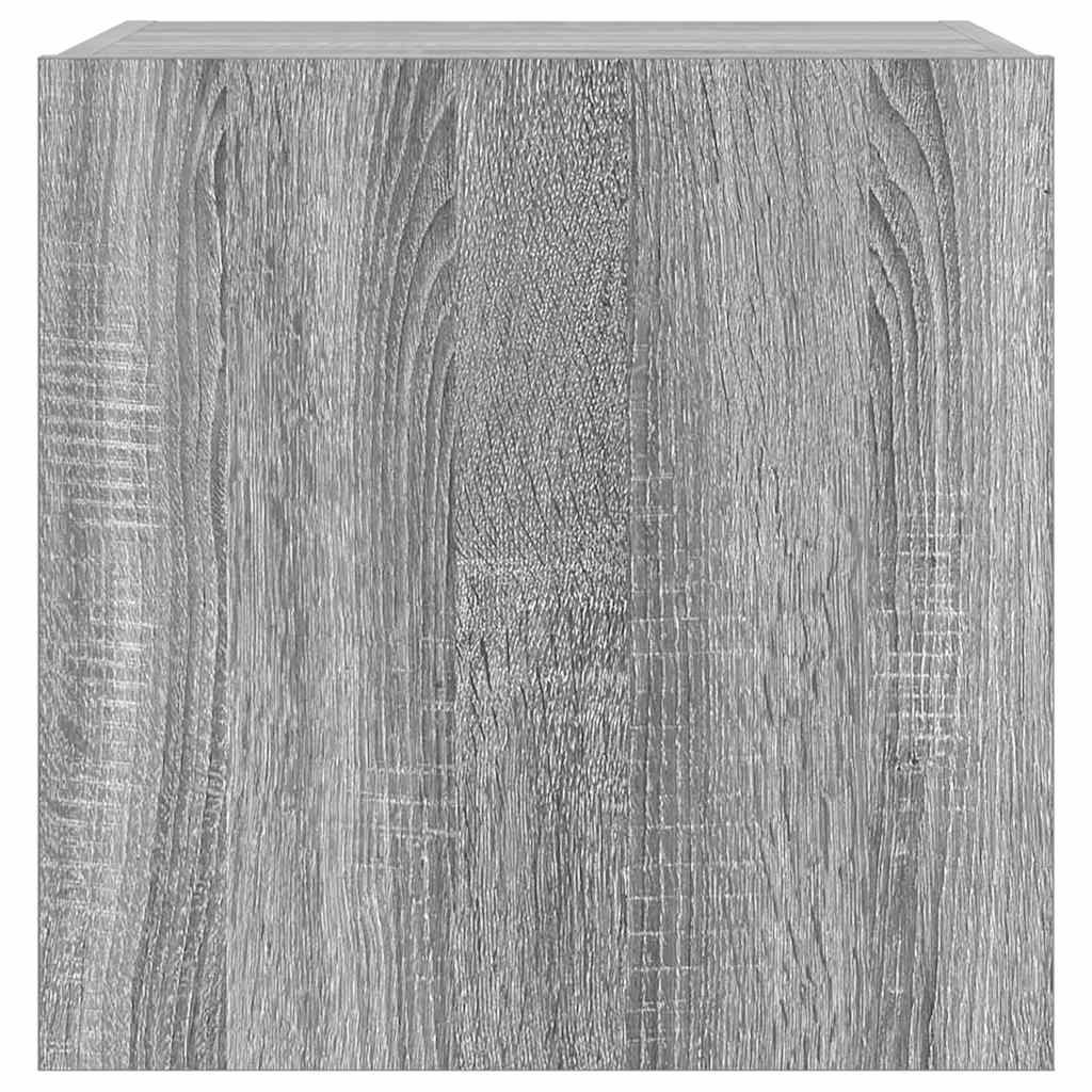 væghængt tv-bord med LED-lys 40,5x35x40 cm grå sonoma-eg