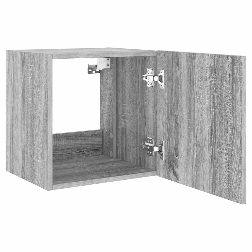 væghængte tv-borde 2 stk. LED-lys 40,5x35x40 cm grå sonoma-eg