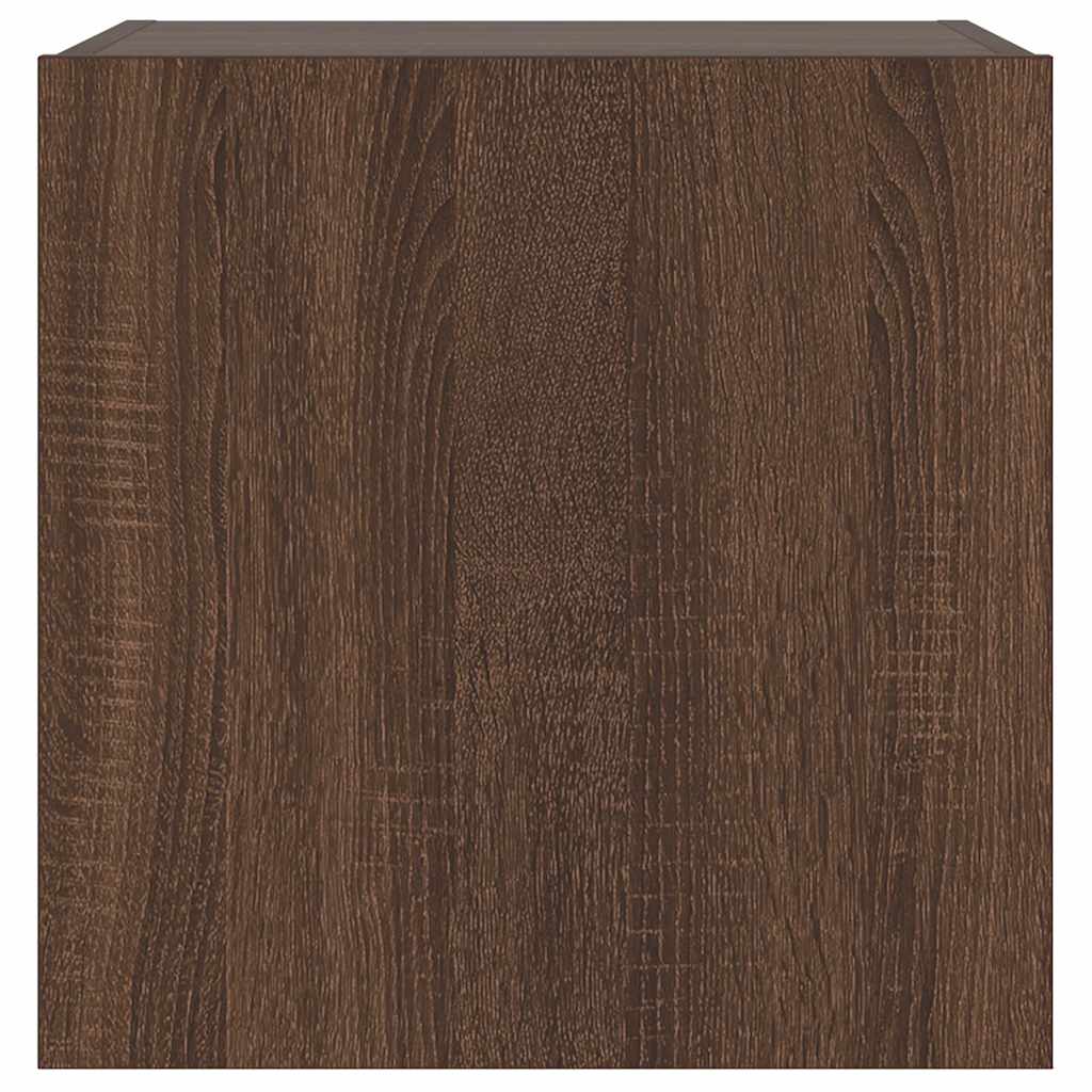 væghængt tv-bord med LED-lys 40,5x35x40 cm brun egetræsfarve