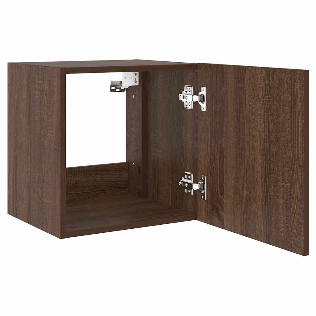 væghængte tv-borde 2 stk. med LED-lys 40,5x35x40 cm brunt eg