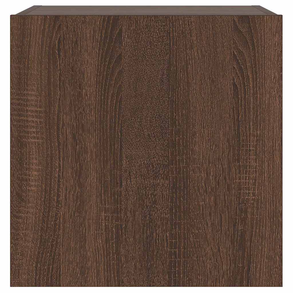 væghængte tv-borde 2 stk. med LED-lys 40,5x35x40 cm brunt eg