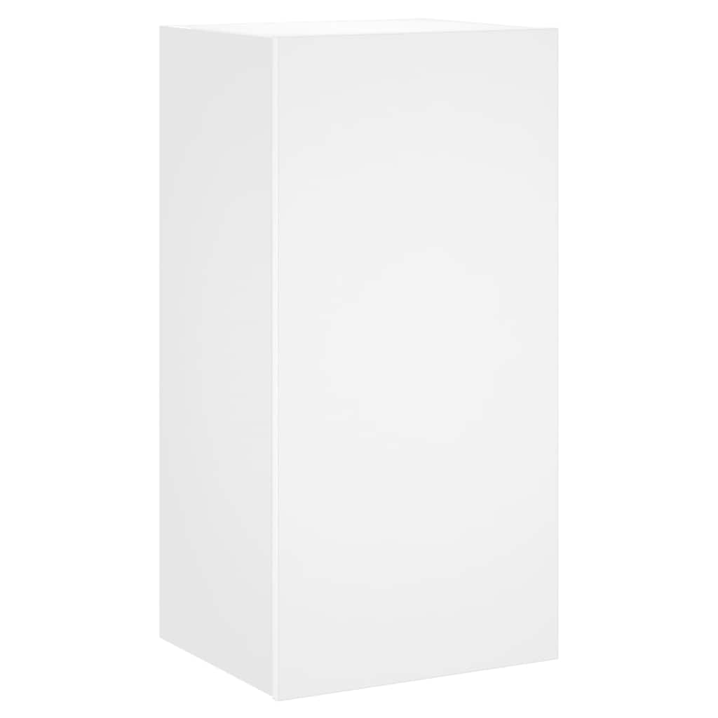 væghængt tv-bord med LED-lys 40,5x35x80 cm hvid