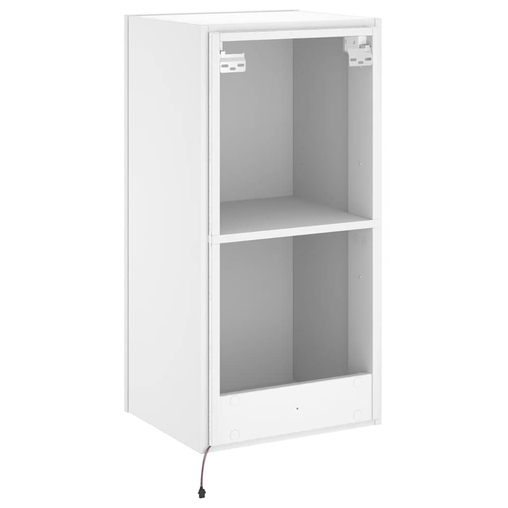 væghængt tv-bord med LED-lys 40,5x35x80 cm hvid