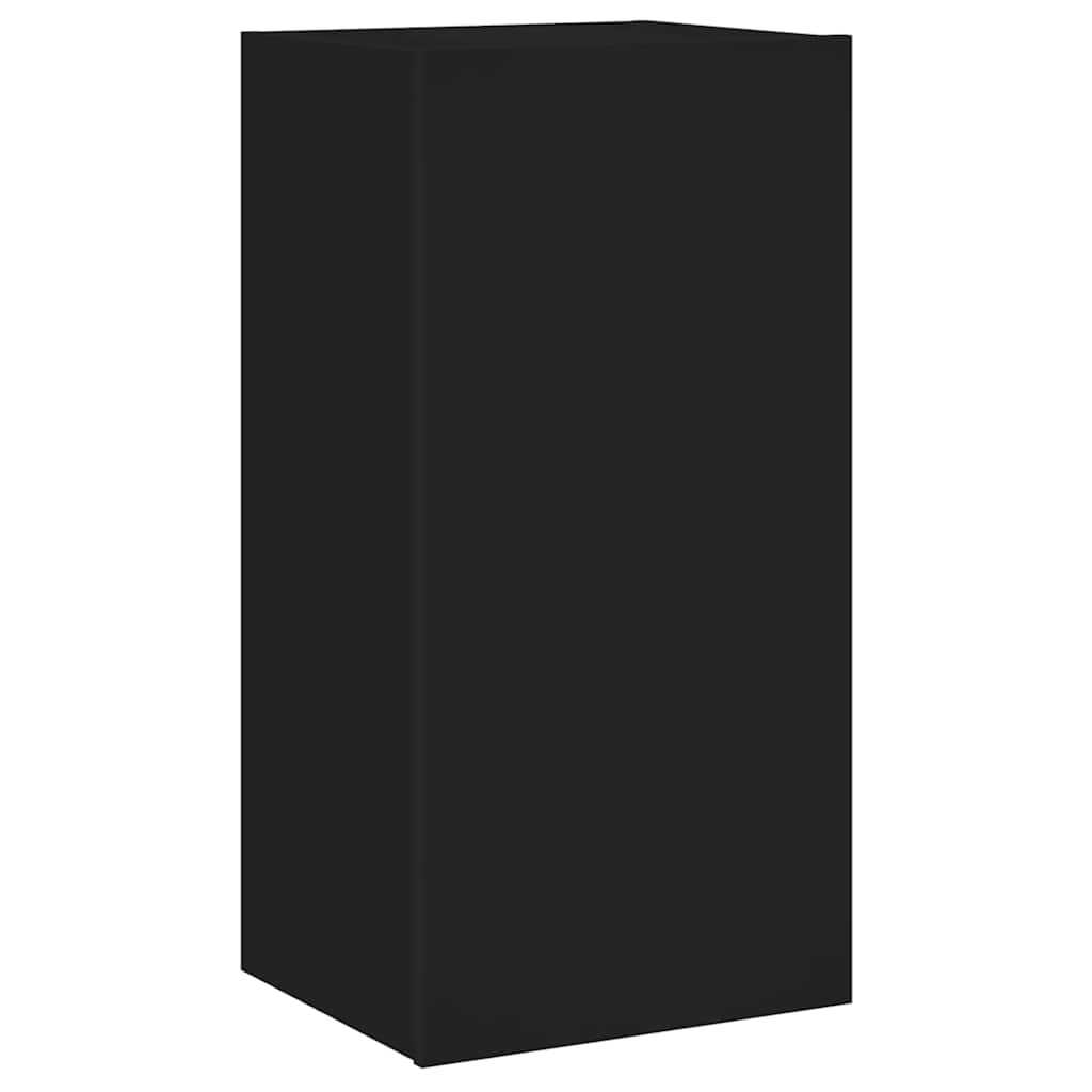 væghængt tv-bord med LED-lys 40,5x35x80 cm sort