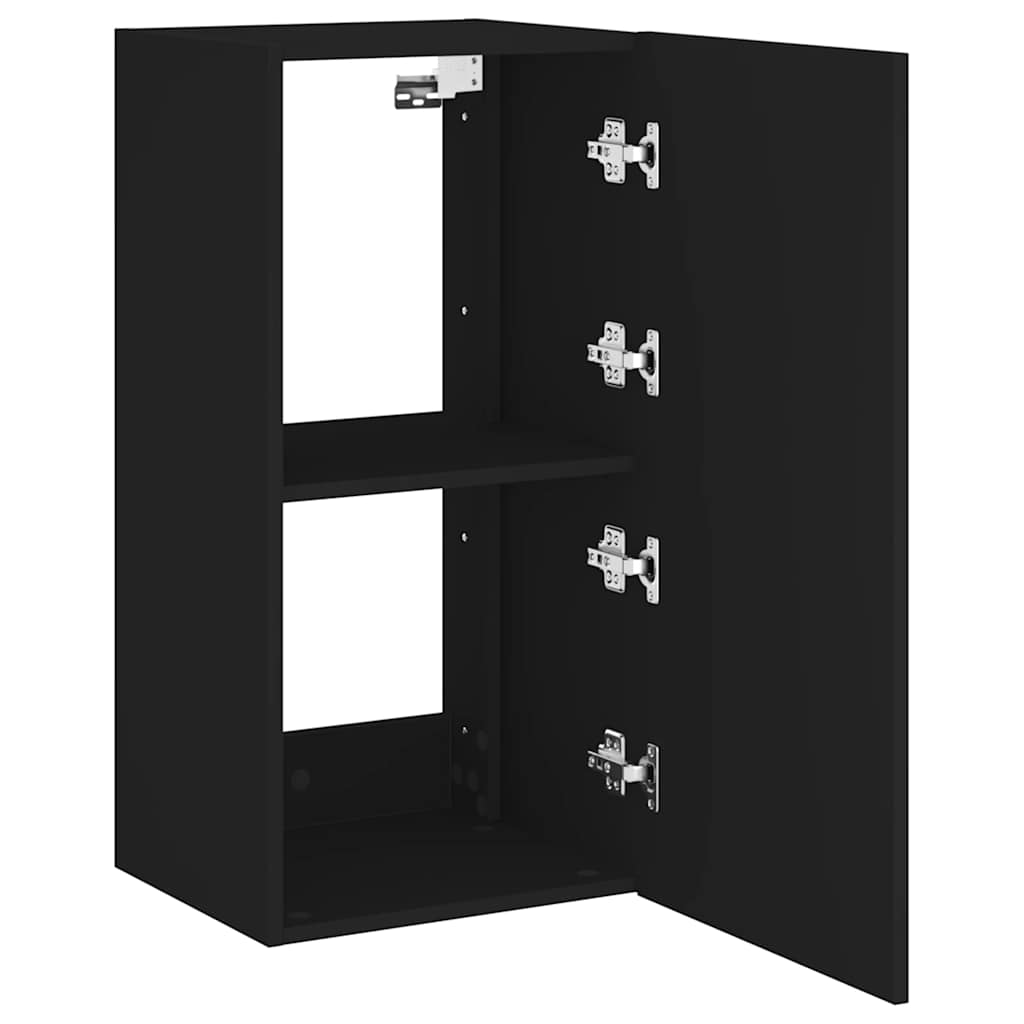 væghængt tv-bord med LED-lys 40,5x35x80 cm sort