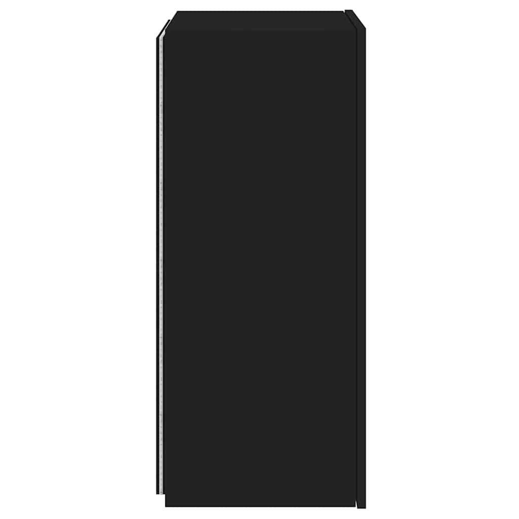 væghængt tv-bord med LED-lys 40,5x35x80 cm sort