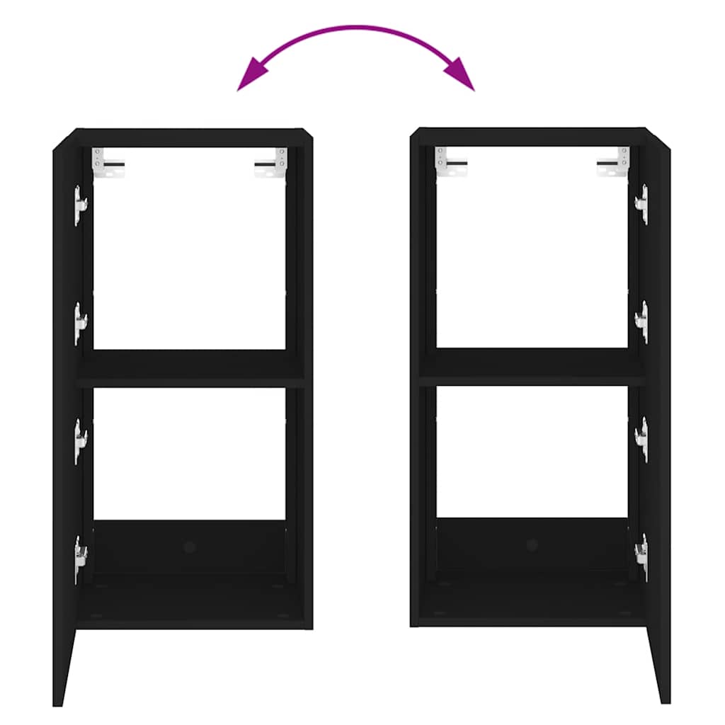 væghængt tv-bord med LED-lys 40,5x35x80 cm sort
