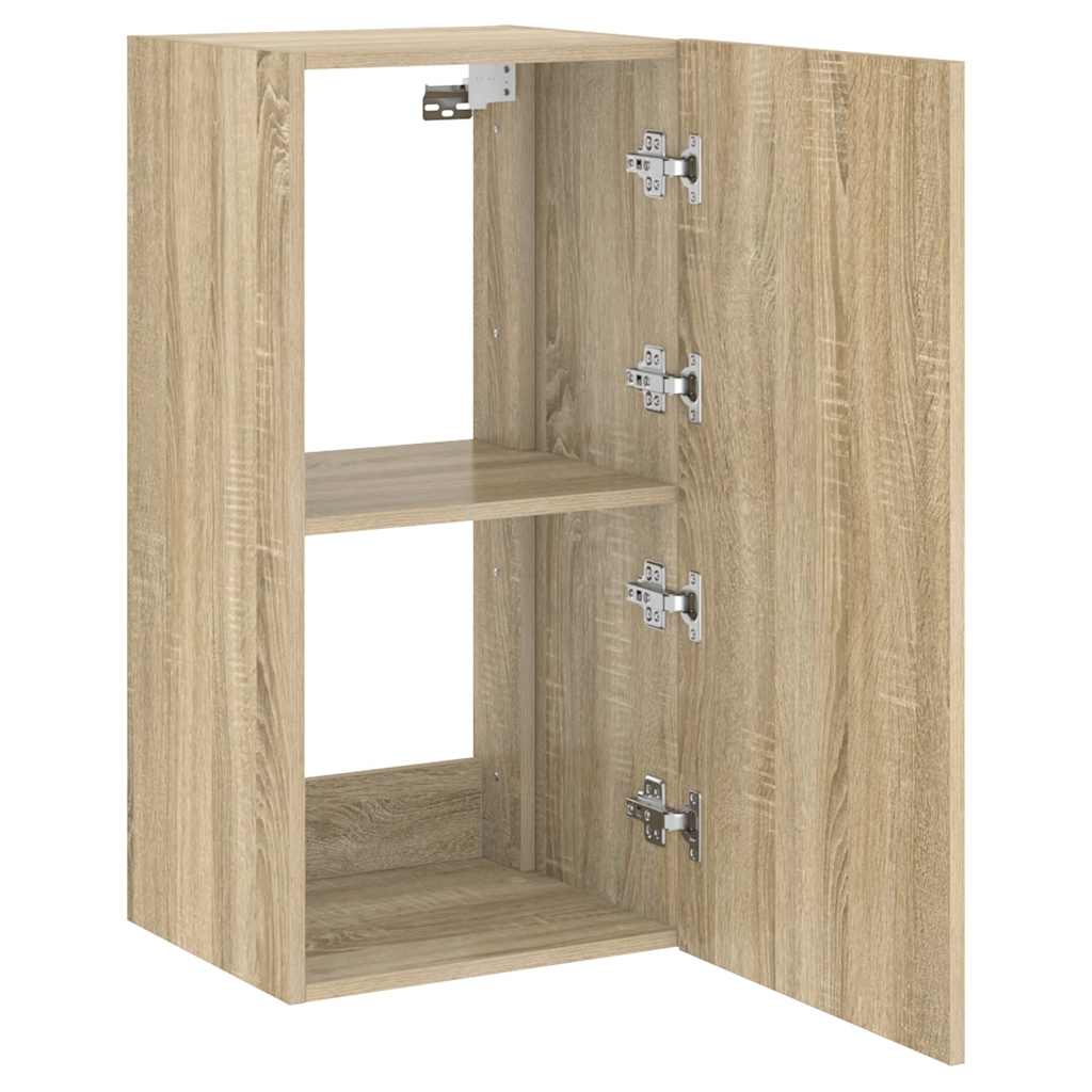 væghængt tv-bord med LED-lys 40,5x35x80 cm sonoma-eg