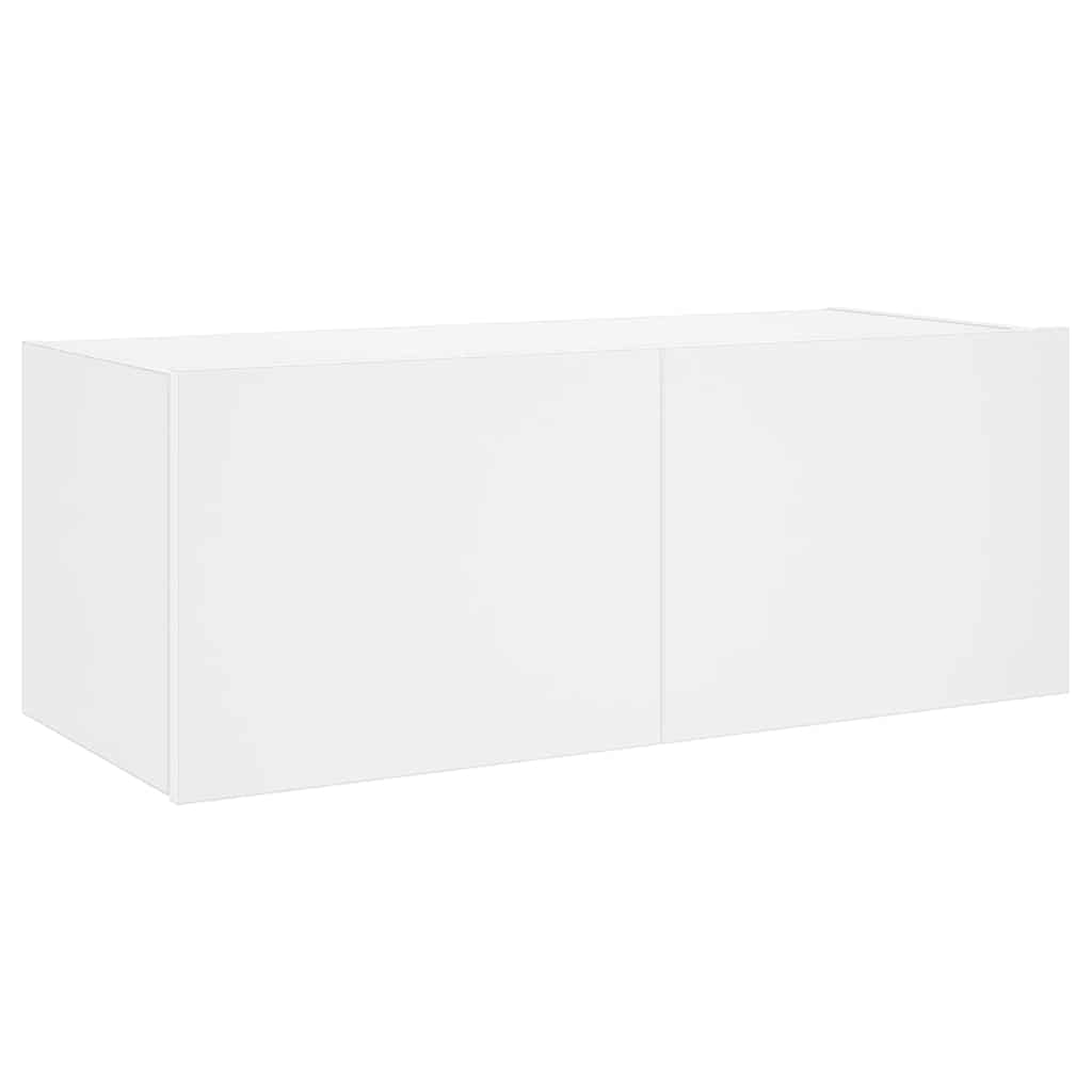 væghængt tv-bord med LED-lys 80x35x31 cm hvid