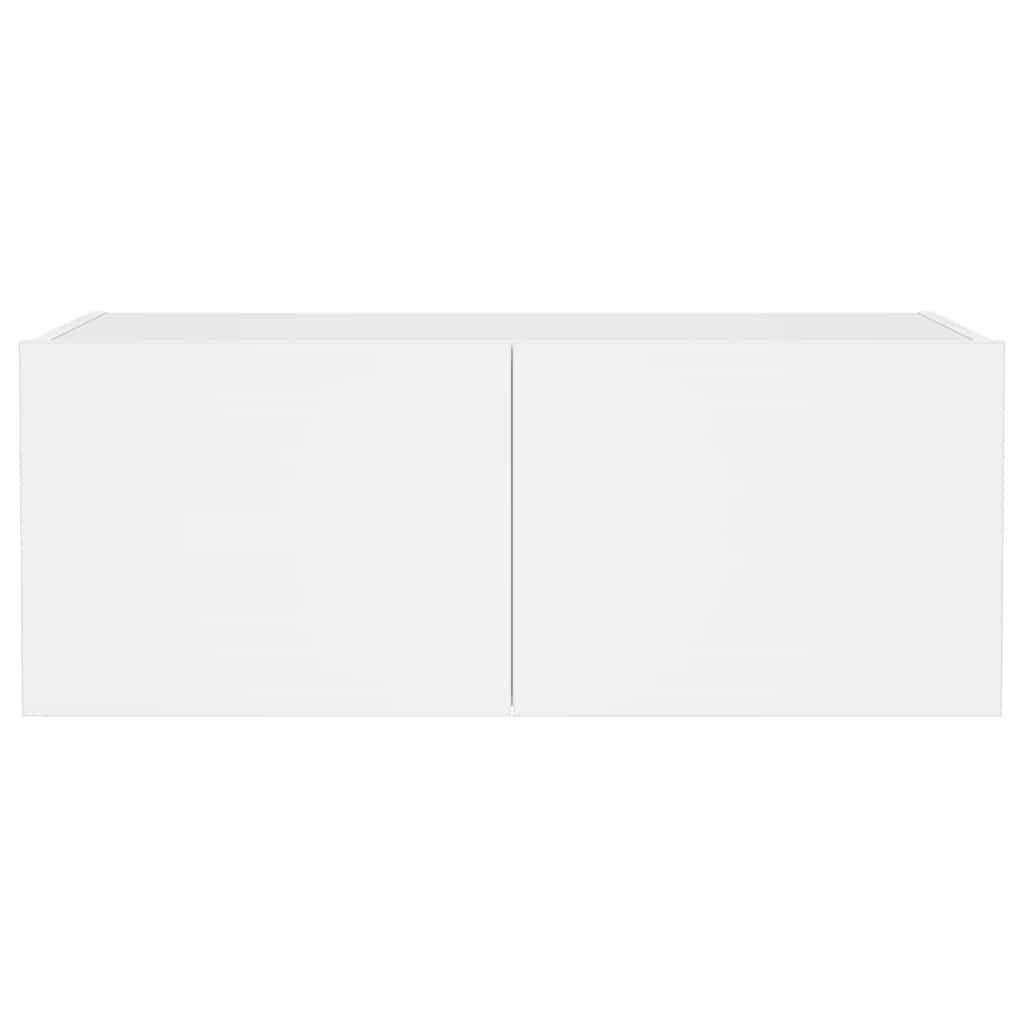 væghængt tv-bord med LED-lys 80x35x31 cm hvid