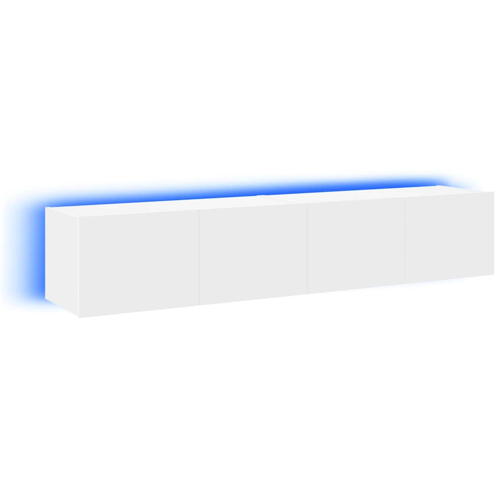 væghængte tv-borde 2 stk. med LED-lys 80x35x31 cm hvid