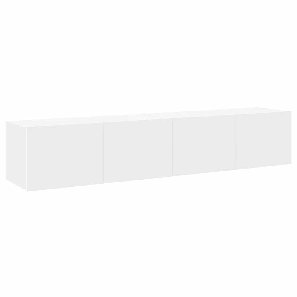 væghængte tv-borde 2 stk. med LED-lys 80x35x31 cm hvid