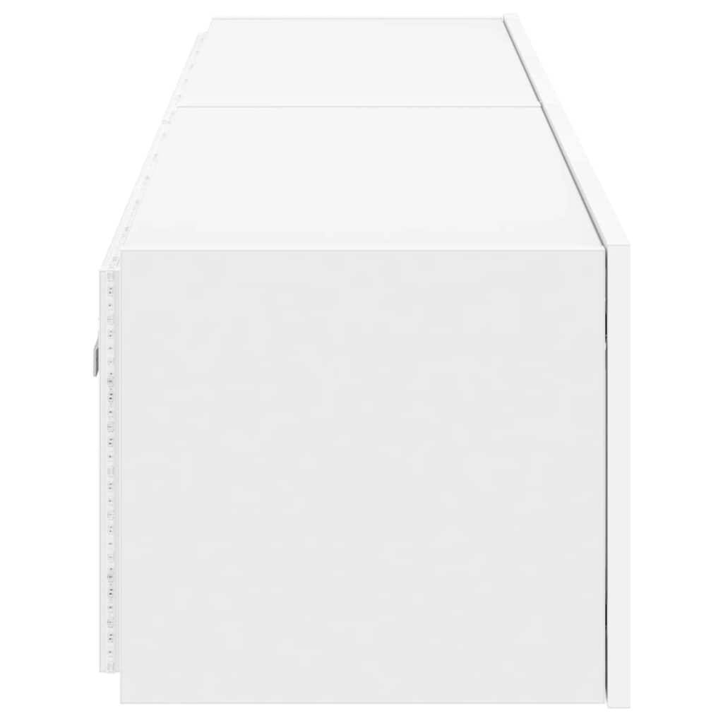 væghængte tv-borde 2 stk. med LED-lys 80x35x31 cm hvid