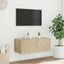 væghængt tv-bord med LED-lys 80x35x31 cm sonoma-eg