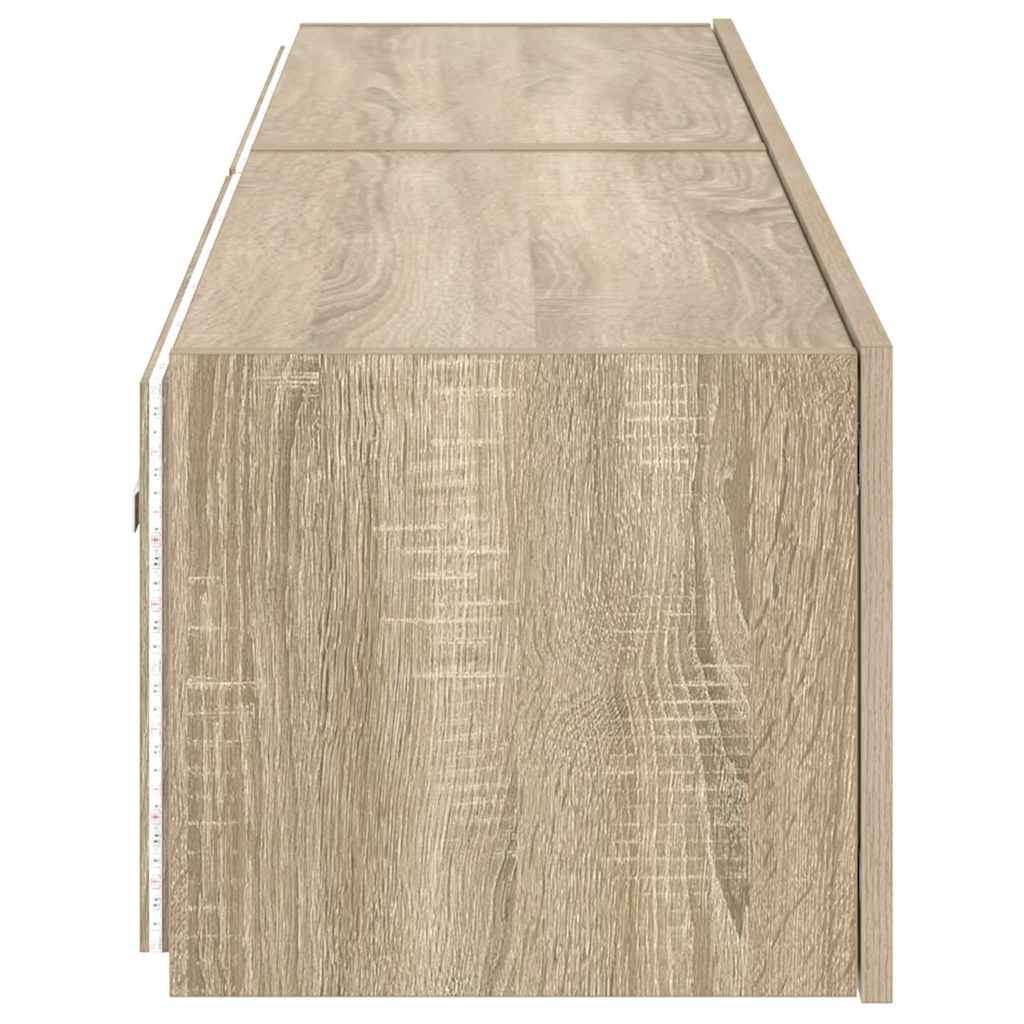væghængte tv-borde 2 stk. med LED-lys 80x35x31 cm sonoma-eg