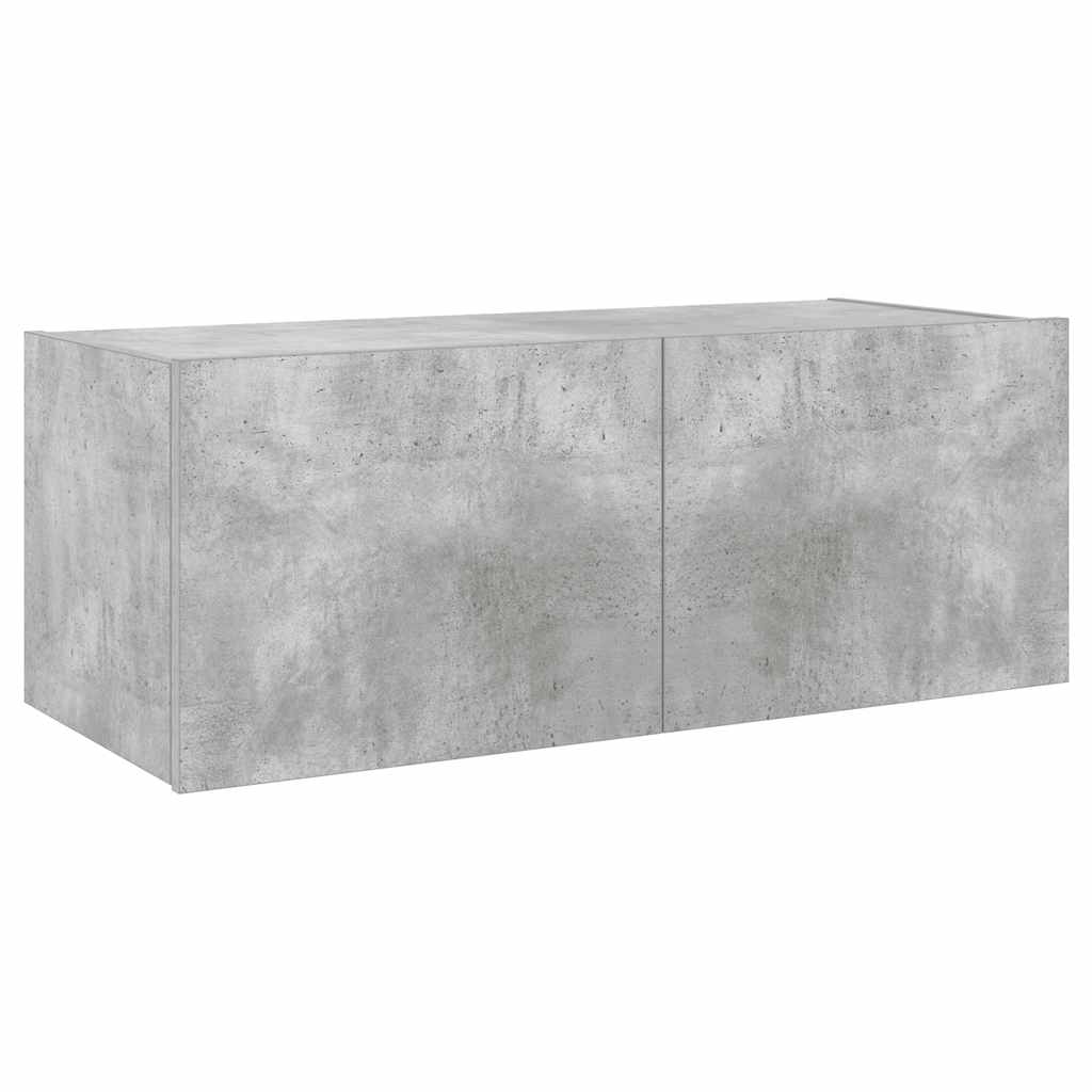 væghængt tv-bord med LED-lys 80x35x31 cm betongrå