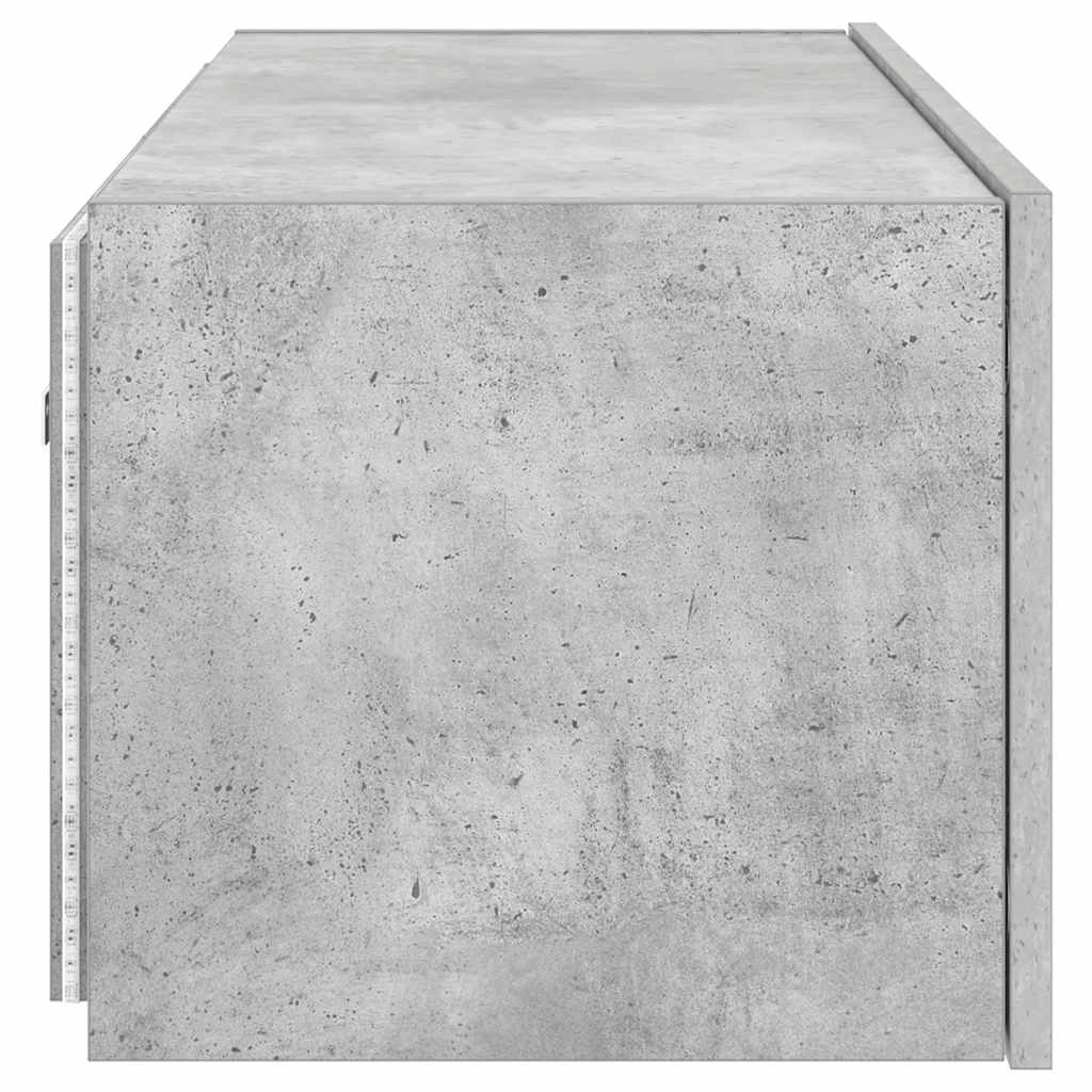 væghængt tv-bord med LED-lys 80x35x31 cm betongrå