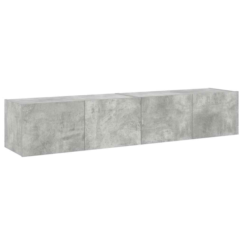 væghængte tv-borde 2 stk. med LED-lys 80x35x31 cm betongrå