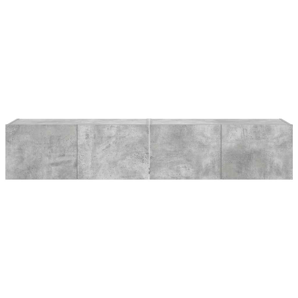væghængte tv-borde 2 stk. med LED-lys 80x35x31 cm betongrå