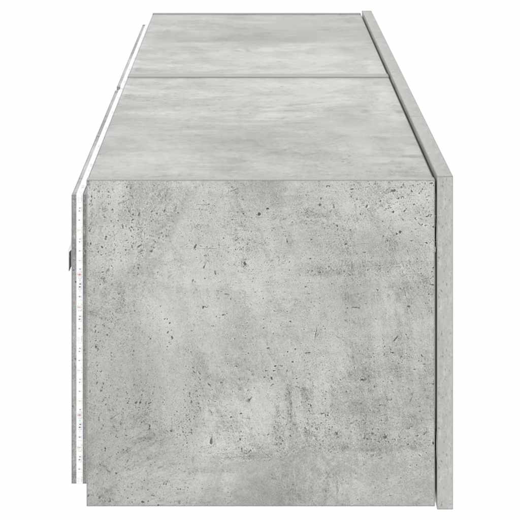 væghængte tv-borde 2 stk. med LED-lys 80x35x31 cm betongrå