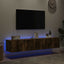 væghængte tv-borde 2 stk. med LED-lys 80x35x31 cm røget eg