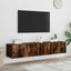væghængte tv-borde 2 stk. med LED-lys 80x35x31 cm røget eg