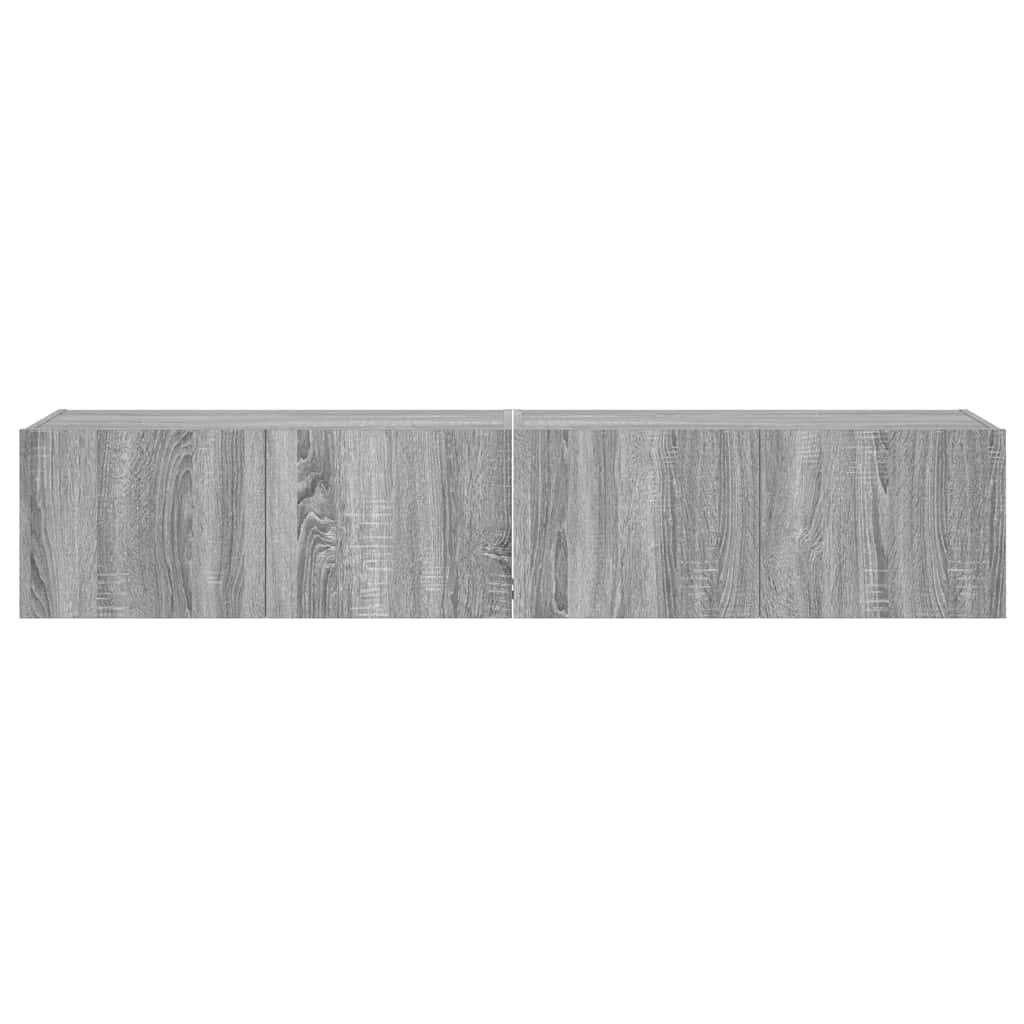 væghængte tv-borde 2 stk. med LED-lys 80x35x31 cm grå sonoma-eg
