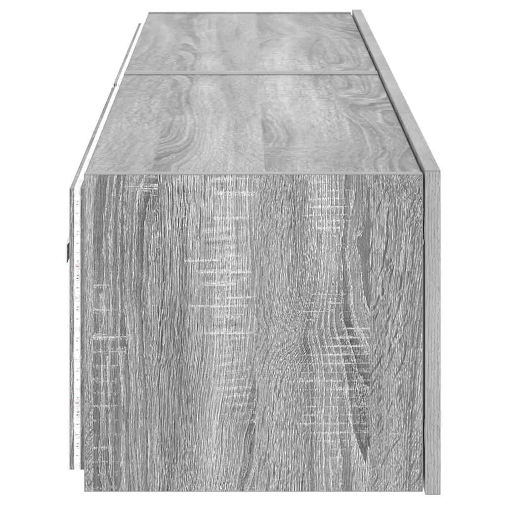 væghængte tv-borde 2 stk. med LED-lys 80x35x31 cm grå sonoma-eg