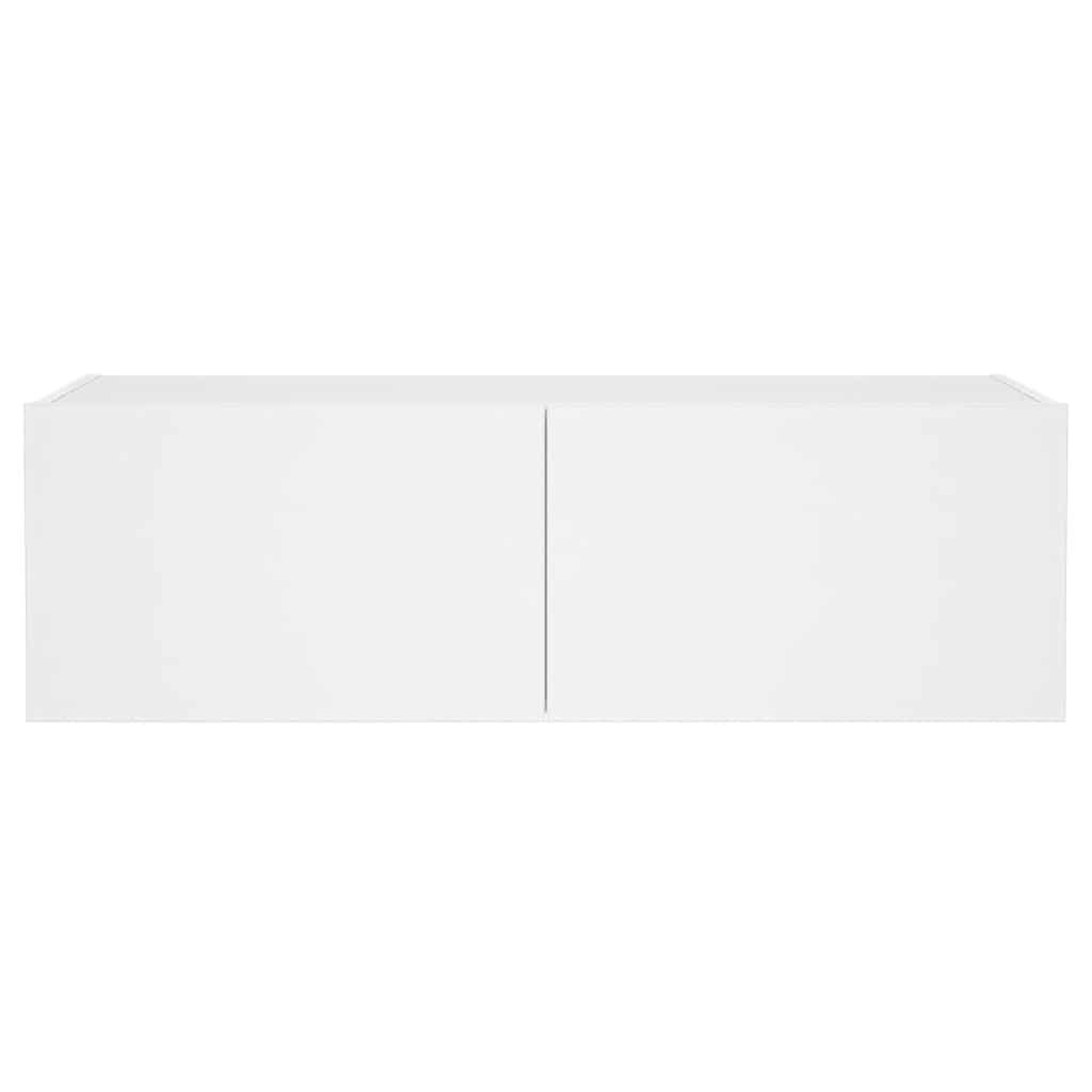 væghængt tv-bord med LED-lys 100x35x31 cm hvid