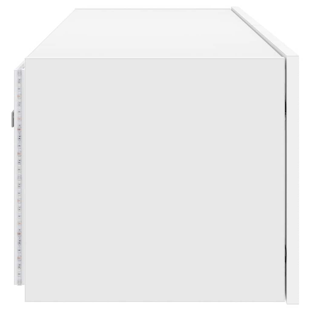 væghængt tv-bord med LED-lys 100x35x31 cm hvid
