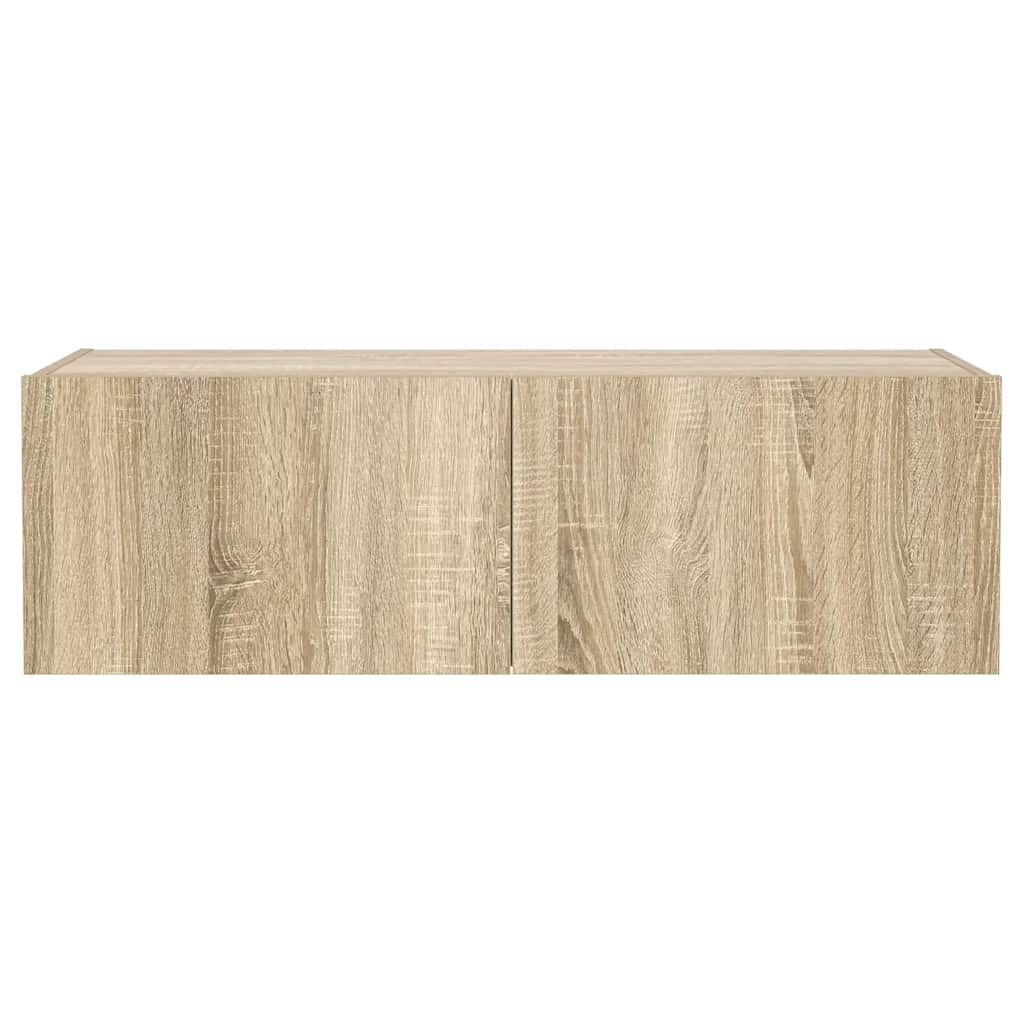 væghængt tv-bord med LED-lys 100x35x31 cmsonoma-eg