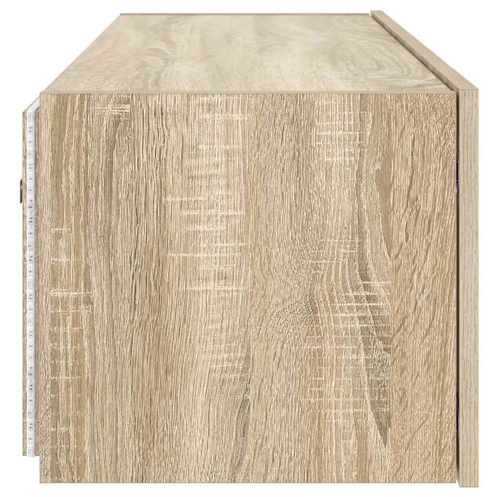 væghængt tv-bord med LED-lys 100x35x31 cmsonoma-eg