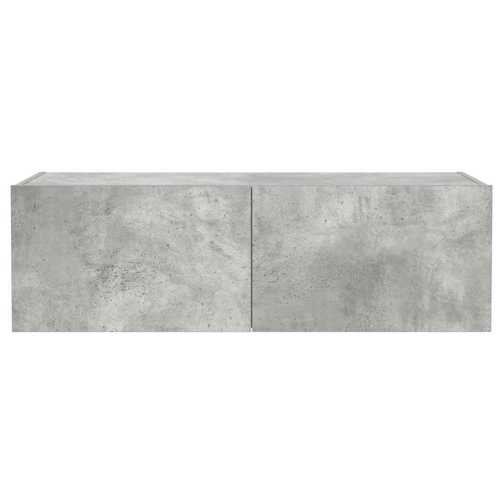 væghængt tv-bord med LED-lys 100x35x31 cm betongrå