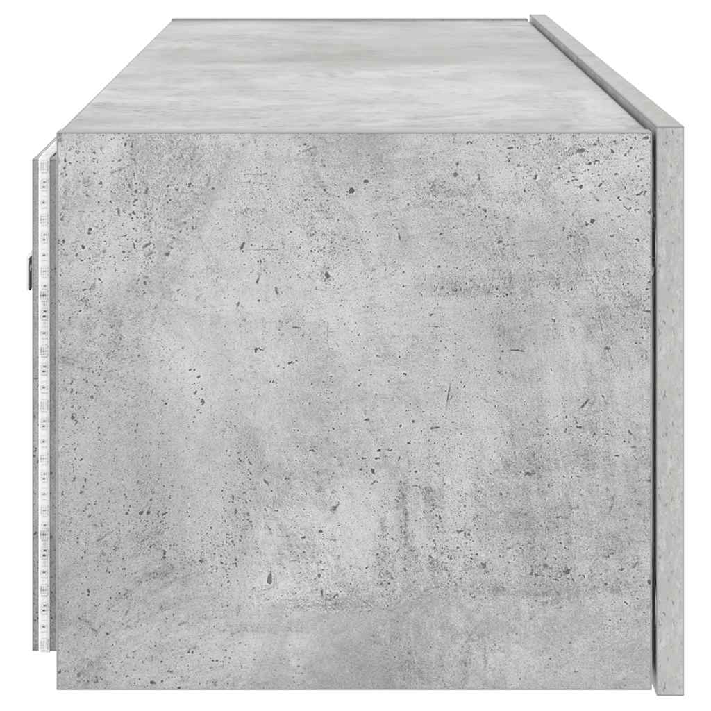 væghængt tv-bord med LED-lys 100x35x31 cm betongrå