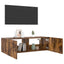 væghængt tv-bord med LED-lys 100x35x31 cm røget egetræsfarve