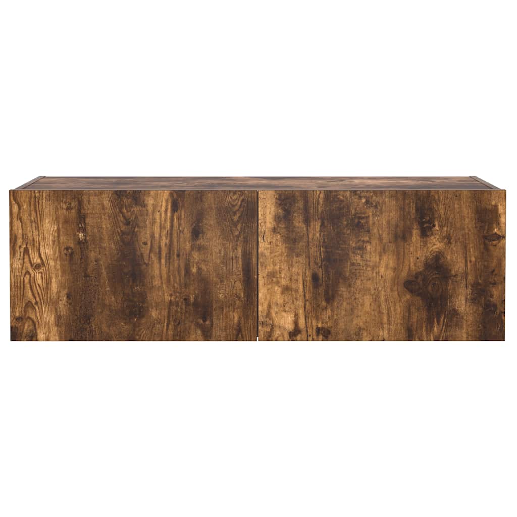 væghængt tv-bord med LED-lys 100x35x31 cm røget egetræsfarve